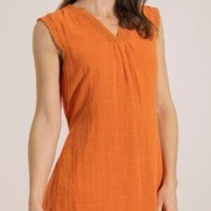 Sleeveless  Cotton dress Layered Tunic Top orange size large Marie Claire